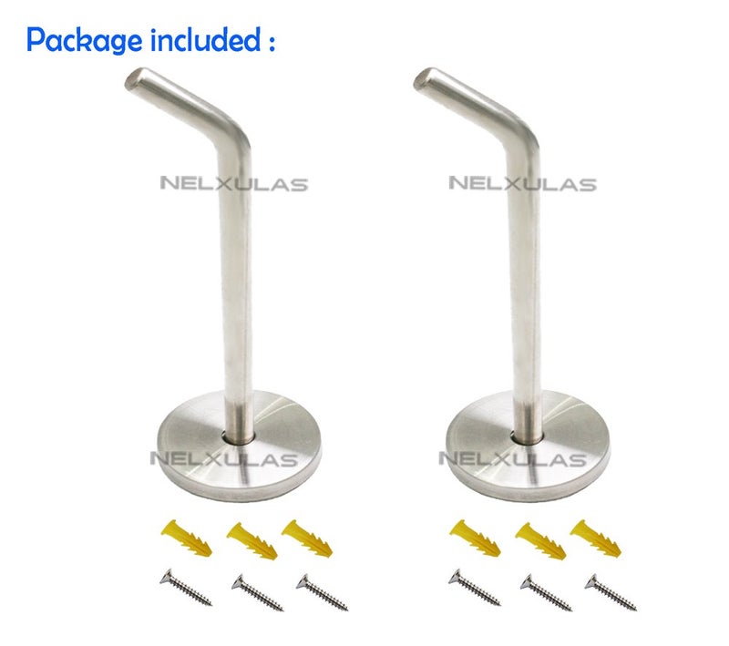 NELXULAS Brushed Stainless Steel Single Heavy Duty Long Coat Hook Robe Hanger Wall Mount Hook, Fit for Kitchen,Bedroom,Living Room, Bathroom,Closets and Garage Storage (7-2/3", 2 PCS) - Image 2